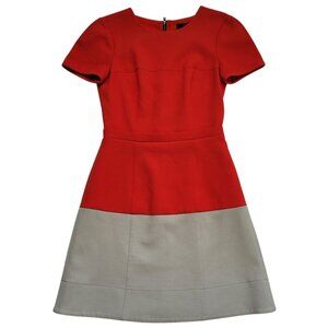 BCBGMAXAZRIA Dress Red Colorblock Hannah Fit and Flare Womens 4 Preppy Office